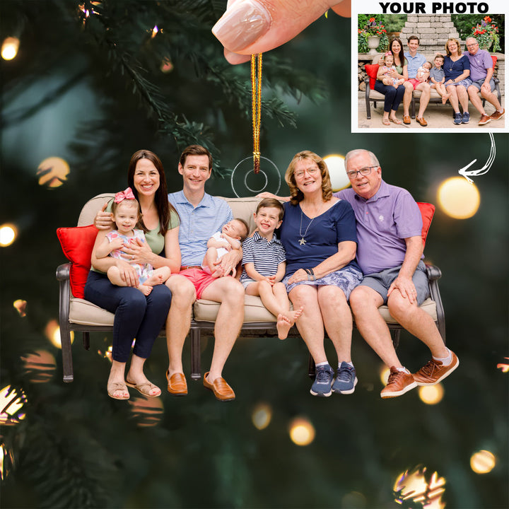 A Heap of Happiness - Personalized Photo Mica Ornament - Christmas Gift For Family Members, Grandpa, Grandma