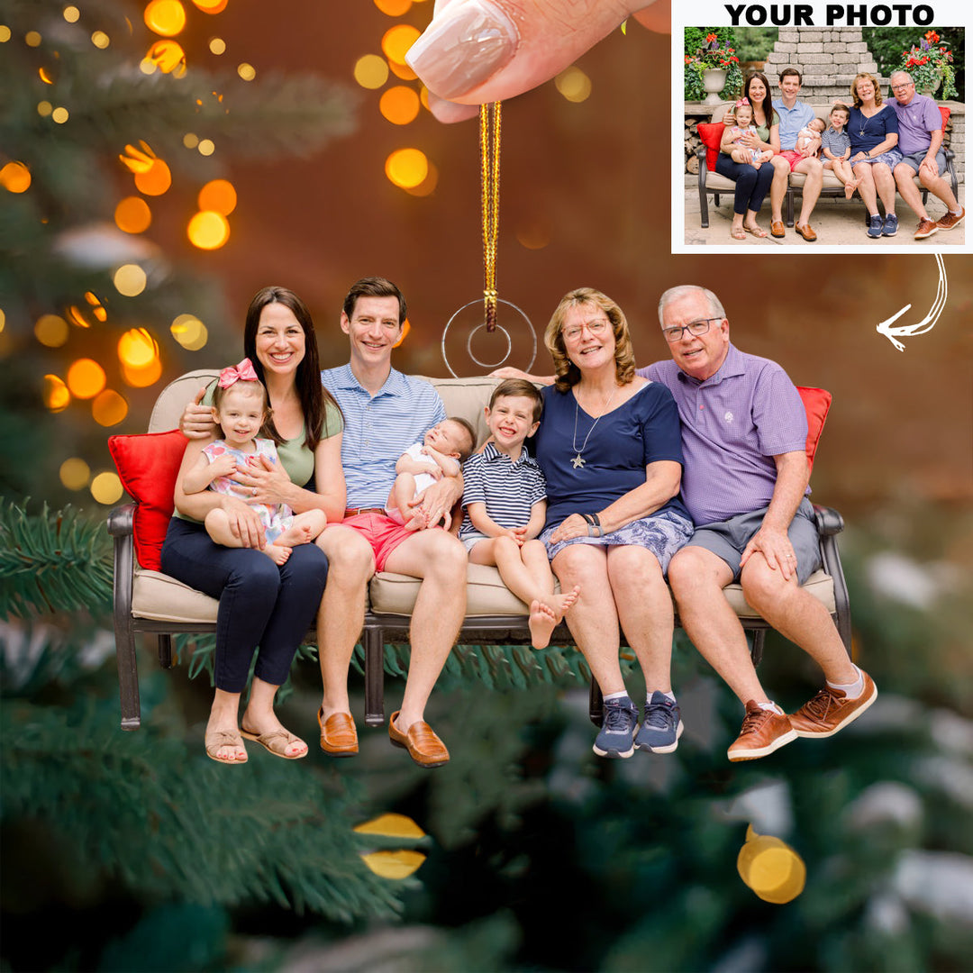 A Heap of Happiness - Personalized Photo Mica Ornament - Christmas Gift For Family Members, Grandpa, Grandma