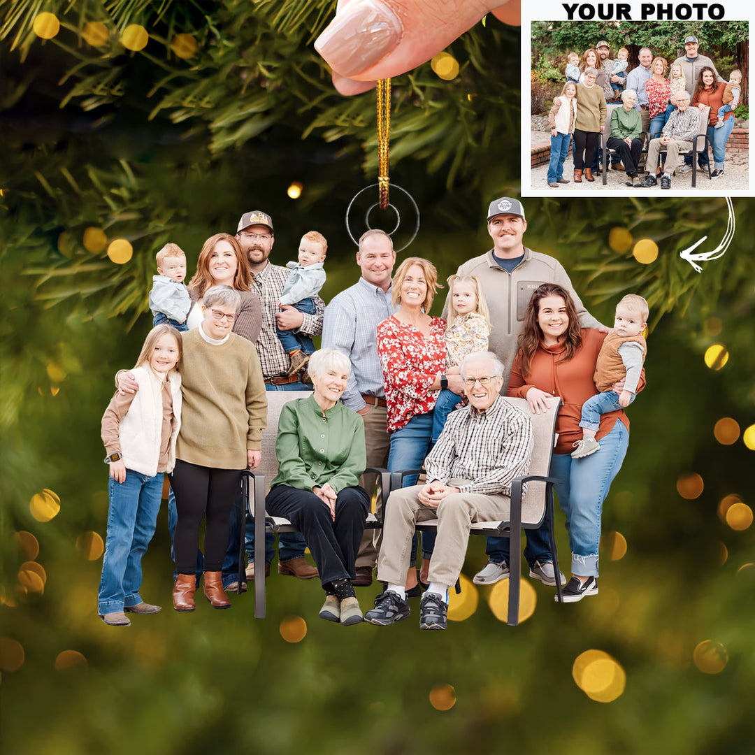 Family Ties - Personalized Photo Mica Ornament - Christmas Gift For Family Members, Grandpa, Grandma