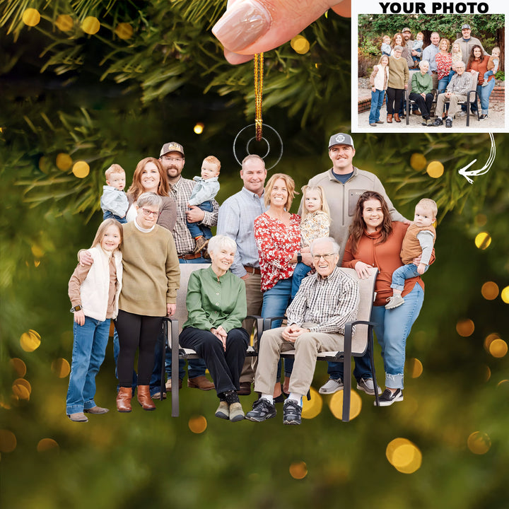 Family Ties - Personalized Photo Mica Ornament - Christmas Gift For Family Members, Grandpa, Grandma