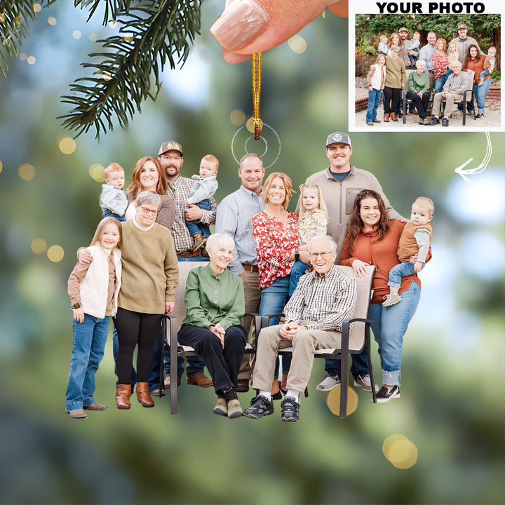 Family Ties - Personalized Photo Mica Ornament - Christmas Gift For Family Members, Grandpa, Grandma