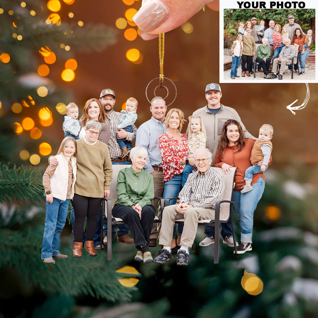 Family Ties - Personalized Photo Mica Ornament - Christmas Gift For Family Members, Grandpa, Grandma