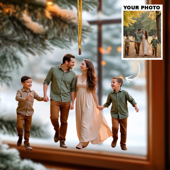 Our Little World - Personalized Photo Mica Ornament - Christmas Gift For Family Members