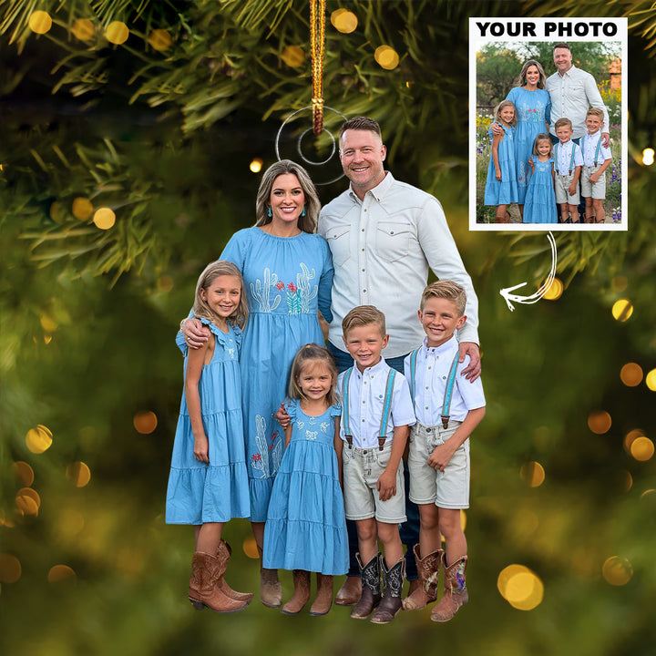True Blue Family - Personalized Photo Mica Ornament - Christmas Gift For Family Members