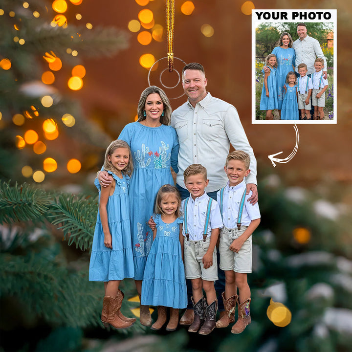 True Blue Family - Personalized Photo Mica Ornament - Christmas Gift For Family Members