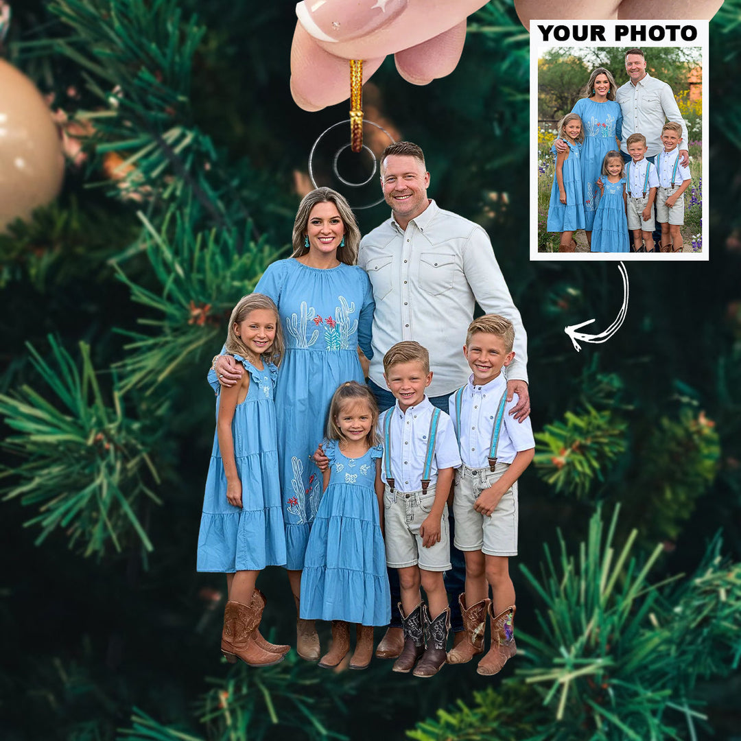 True Blue Family - Personalized Photo Mica Ornament - Christmas Gift For Family Members