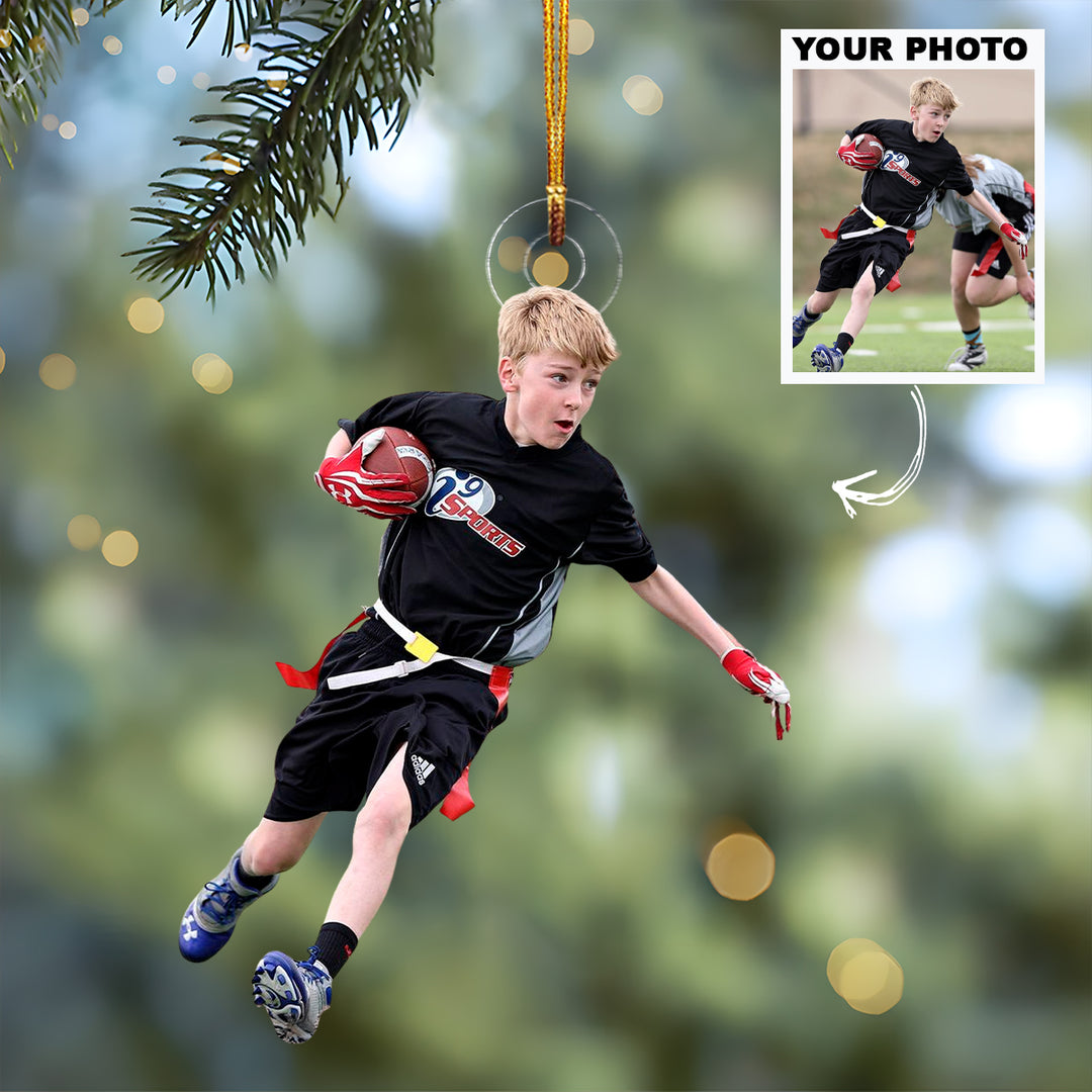 Touch Down Dash - Personalized Photo Mica Ornament - Christmas Gift For Family Members, Sport Lovers