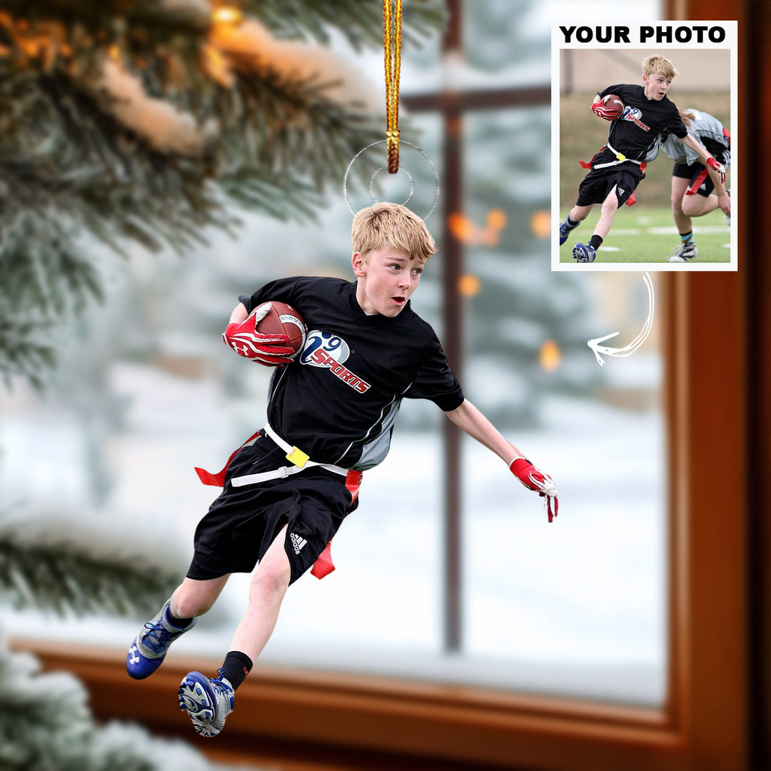 Touch Down Dash - Personalized Photo Mica Ornament - Christmas Gift For Family Members, Sport Lovers