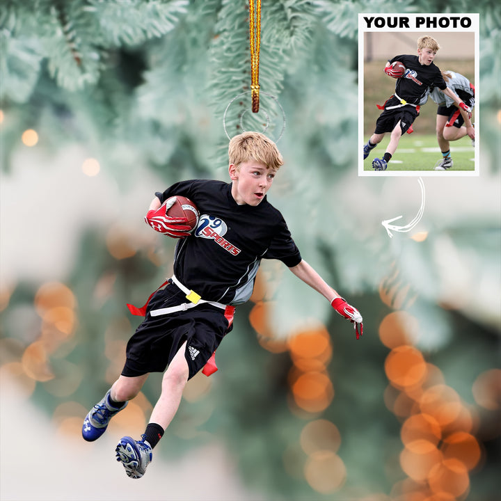 Touch Down Dash - Personalized Photo Mica Ornament - Christmas Gift For Family Members, Sport Lovers