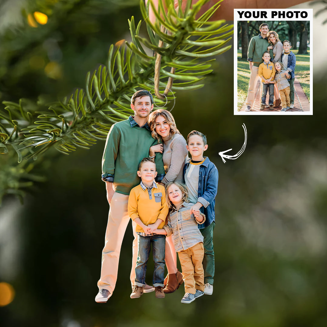 Our Little World - Personalized Photo Mica Ornament - Christmas Gift For Family Members