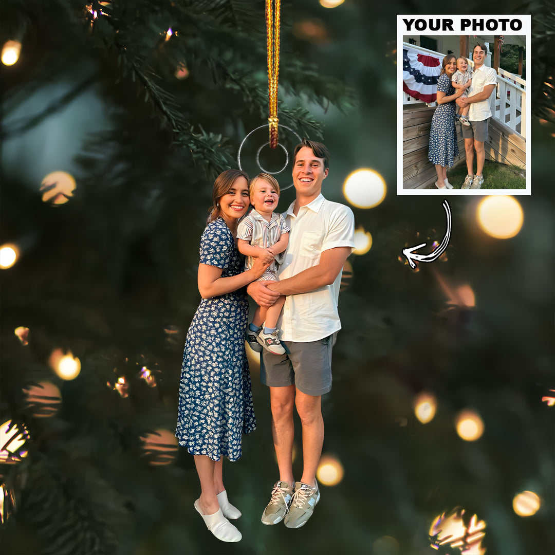 Our Little World - Personalized Photo Mica Ornament - Christmas Gift For Family Members