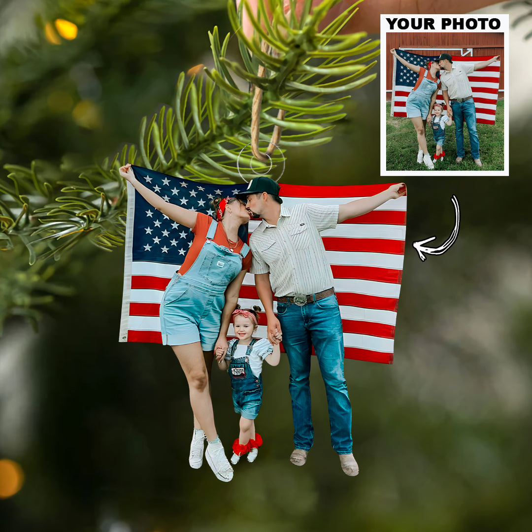 Our Little World - Personalized Photo Mica Ornament - Christmas Gift For Family Members