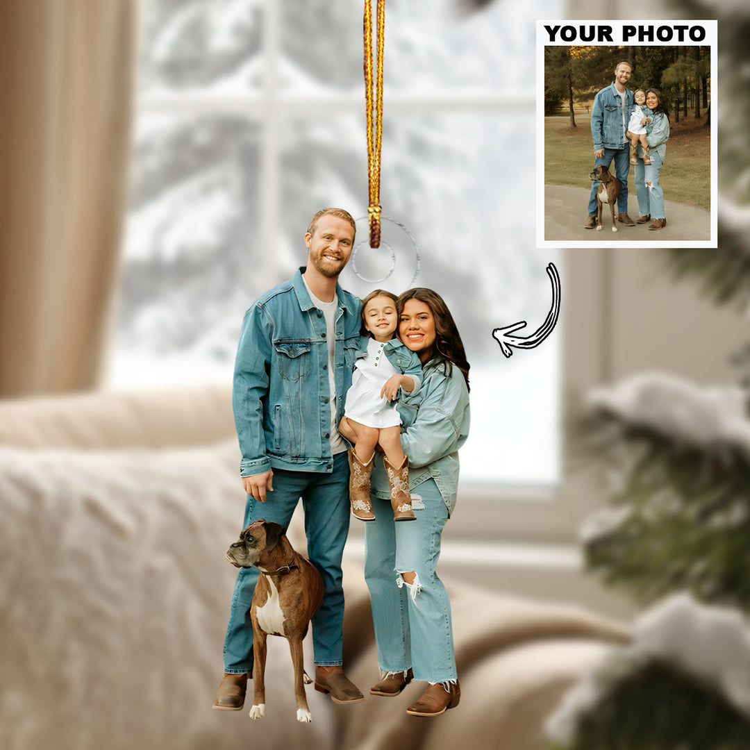 Our Little World - Personalized Photo Mica Ornament - Christmas Gift For Family Members