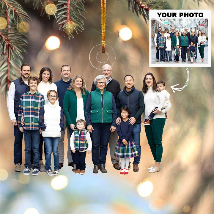 Family Joy - Personalized Photo Mica Ornament - Christmas Gift For Family Members