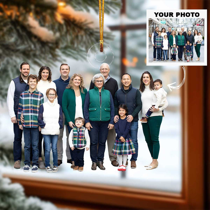 Family Joy - Personalized Photo Mica Ornament - Christmas Gift For Family Members
