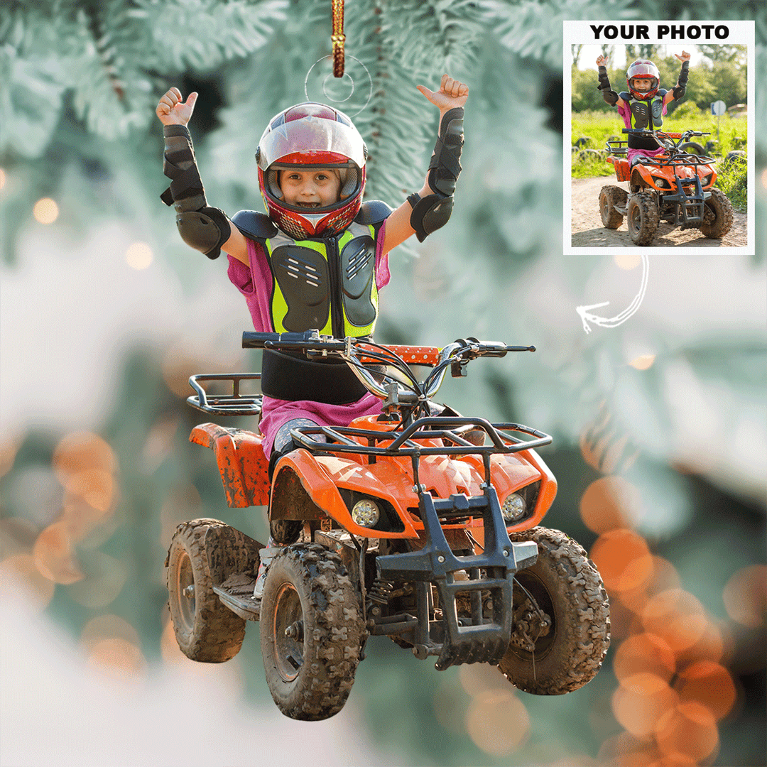 Born To Ride - Personalized Photo Mica Ornament - Christmas Gift For Family, Family Members