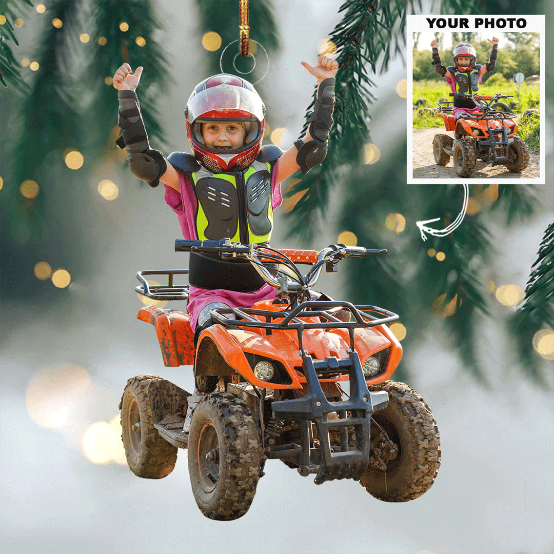 Born To Ride - Personalized Photo Mica Ornament - Christmas Gift For Family, Family Members