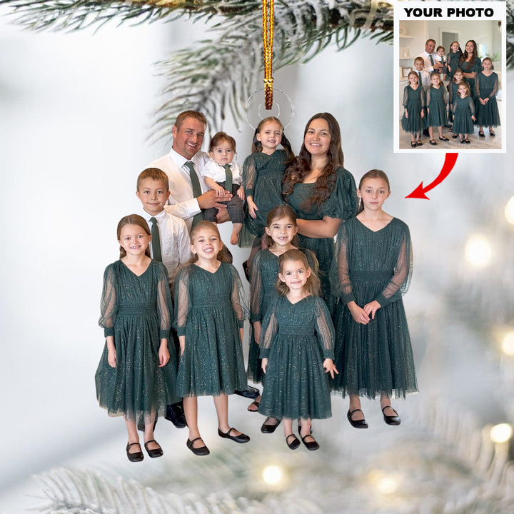 The Growing Family - Personalized Photo Mica Ornament - Christmas Gift For Family Members