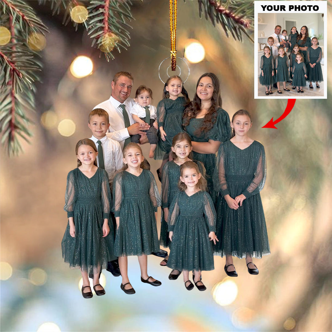 The Growing Family - Personalized Photo Mica Ornament - Christmas Gift For Family Members