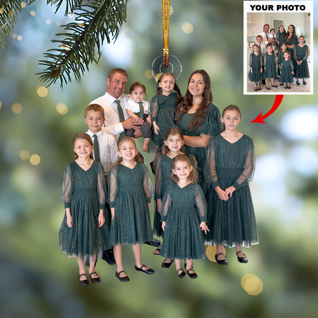 The Growing Family - Personalized Photo Mica Ornament - Christmas Gift For Family Members