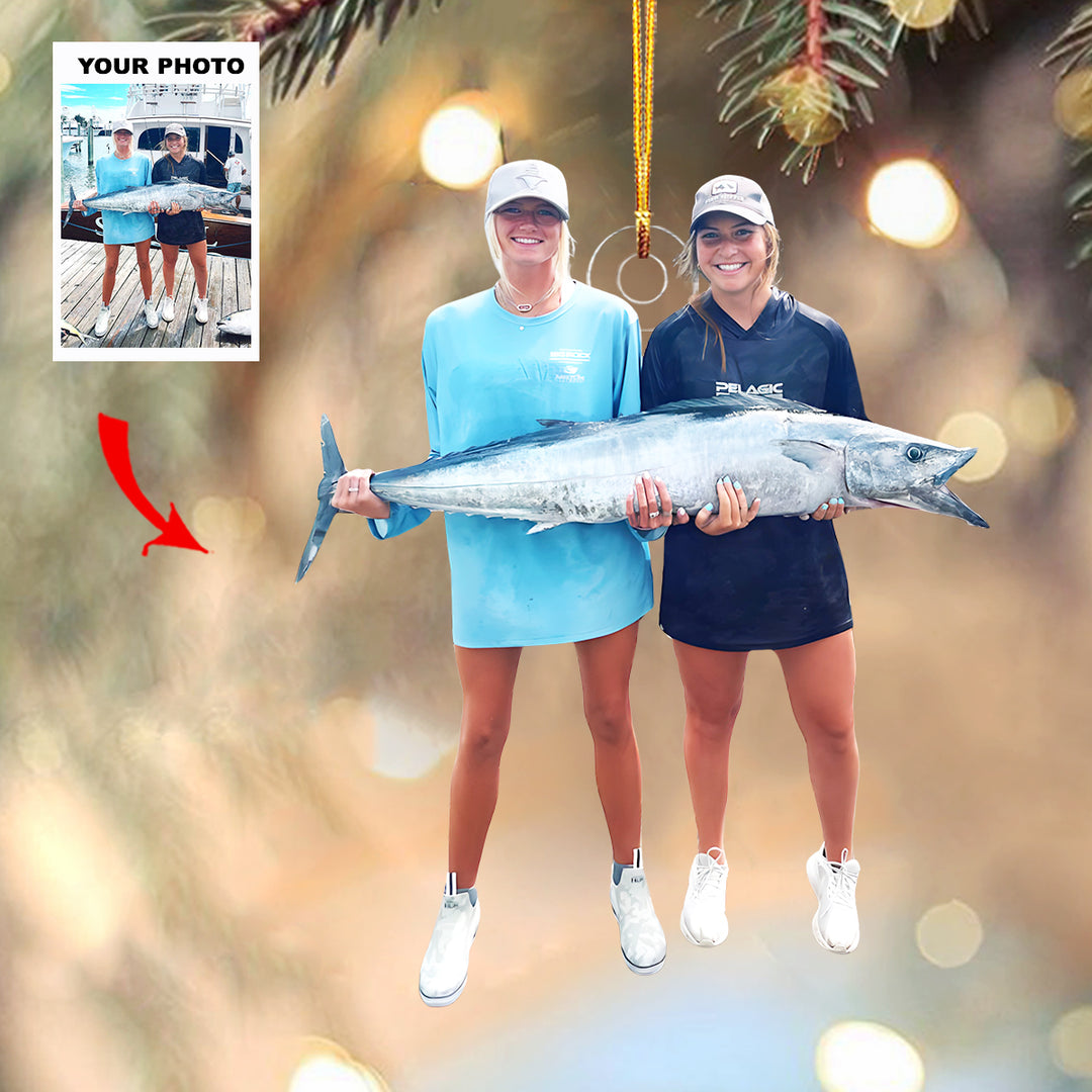 Holiday Catch - Personalized Photo Mica Ornament - Christmas Gift For Fishing Lover