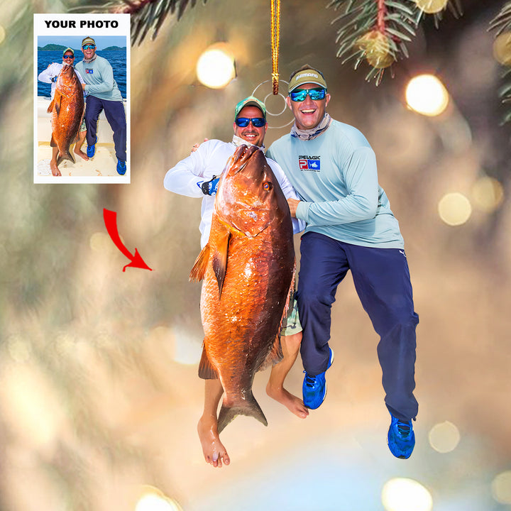 Reel Merry - Personalized Photo Mica Ornament - Christmas Gift For Fishing Lover