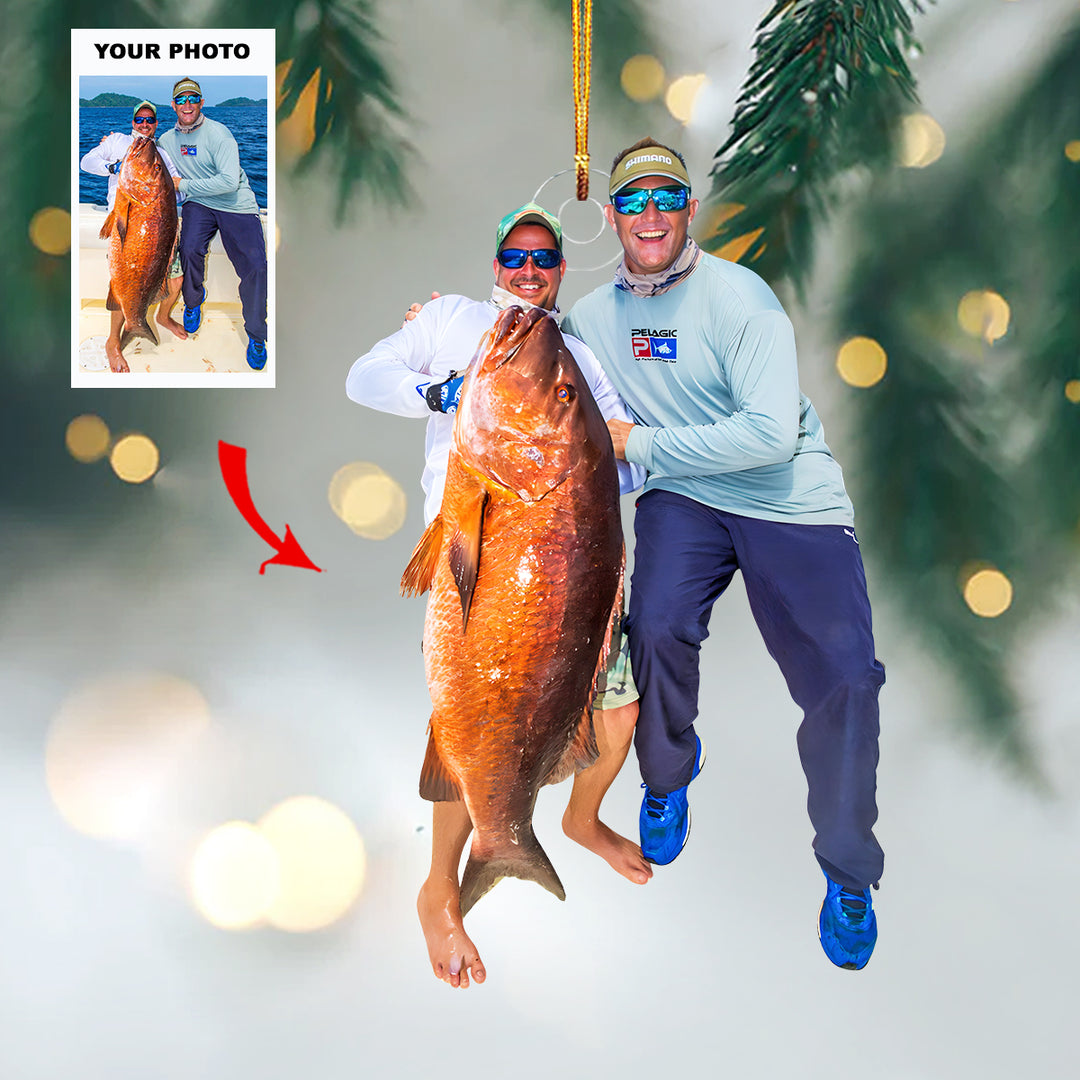 Reel Merry - Personalized Photo Mica Ornament - Christmas Gift For Fishing Lover