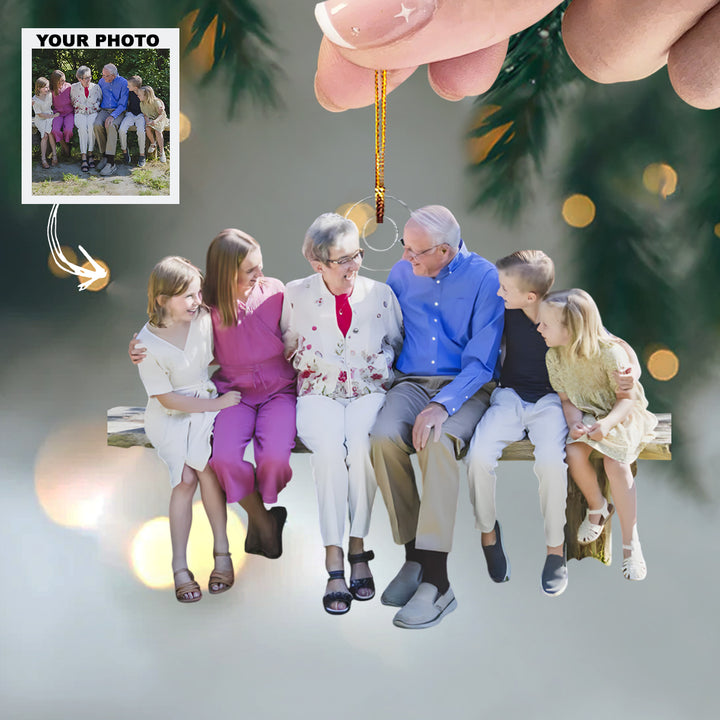 Merry Family - Personalized Photo Mica Ornament - Customized Your Photo Ornament - Christmas Gift For Family Members