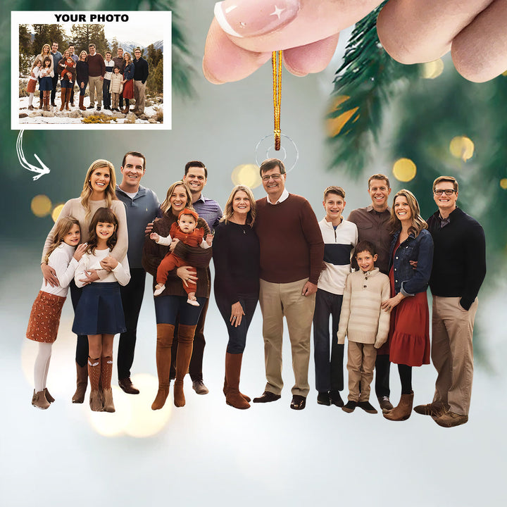 Forever Family - Personalized Photo Mica Ornament - Customized Your Photo Ornament - Christmas Gift For Family