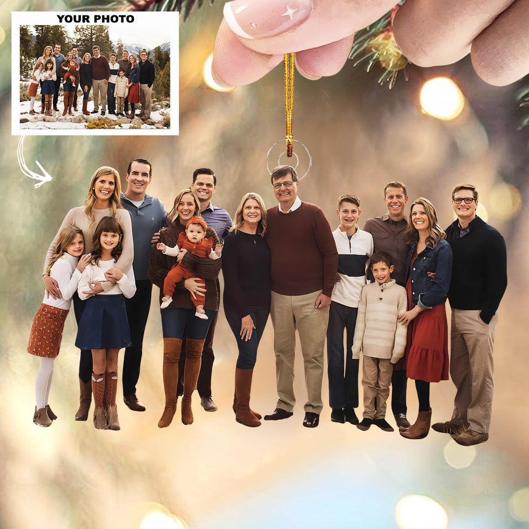 Forever Family - Personalized Photo Mica Ornament - Customized Your Photo Ornament - Christmas Gift For Family