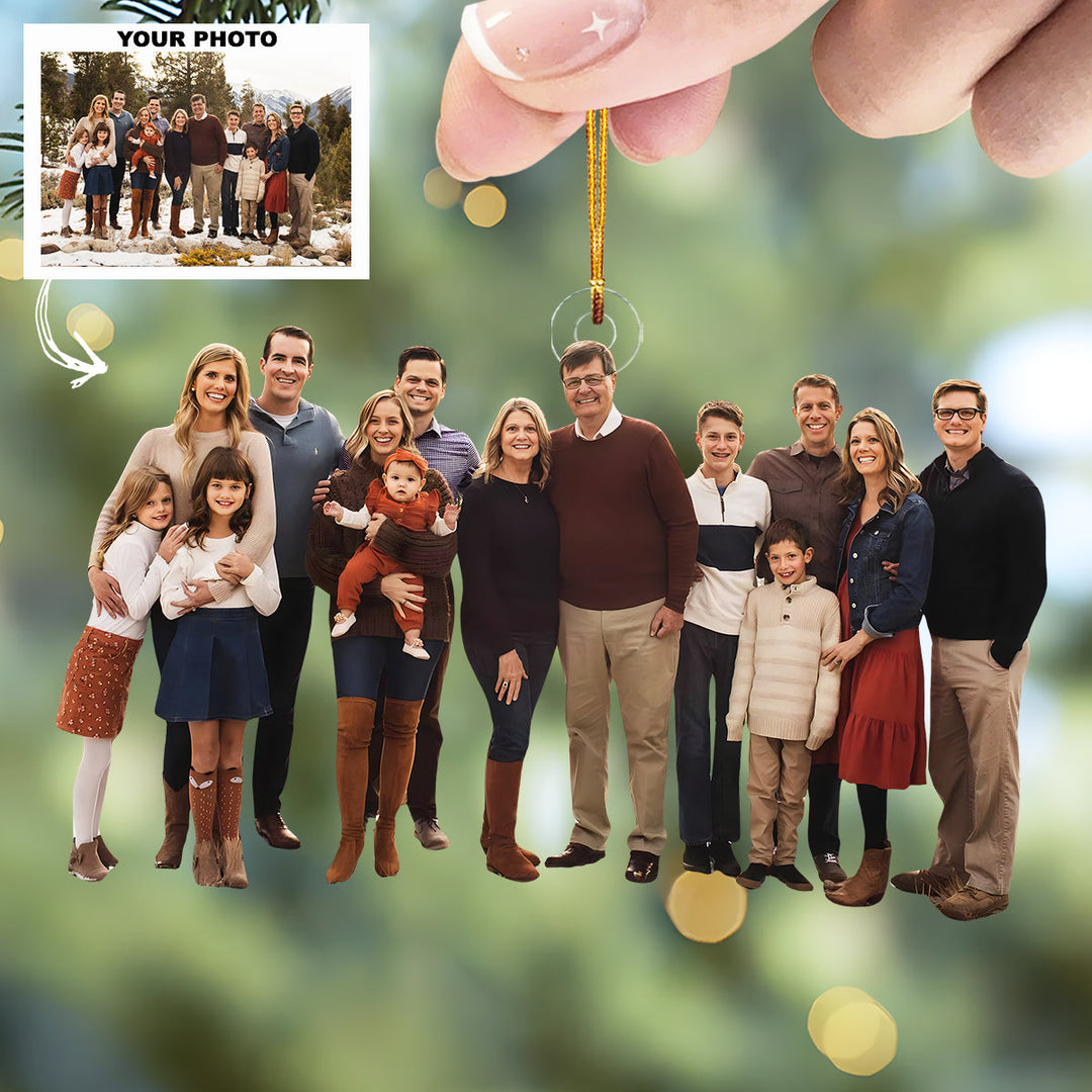 Forever Family - Personalized Photo Mica Ornament - Customized Your Photo Ornament - Christmas Gift For Family
