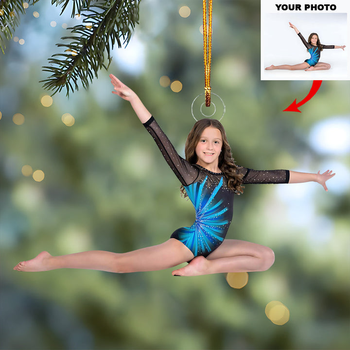 Star Leap Gymnast - Personalized Photo Mica Ornament - Christmas Gift For Kids, Family Members