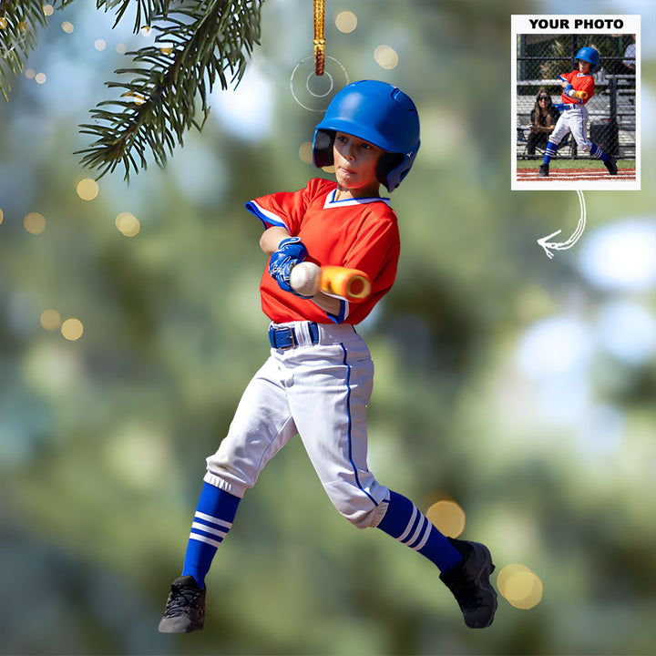 Little Star Play - Personalized Photo Mica Ornament - Christmas Gift For Children, Sport Young Players