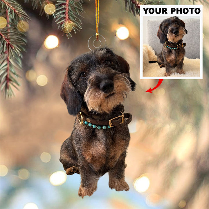 Puppy Joy - Personalized Photo Mica Ornament - Christmas Gift For Pet Lovers
