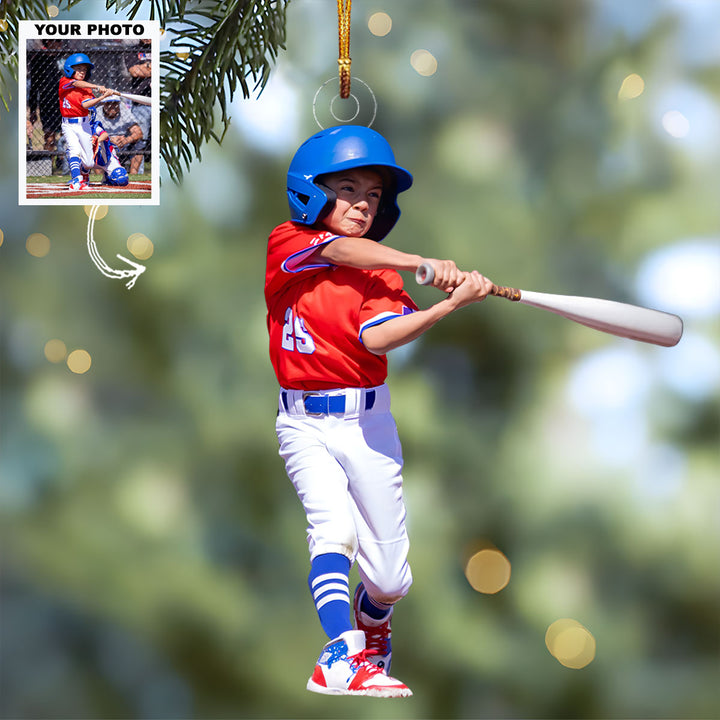 Little Star Play - Personalized Photo Mica Ornament - Christmas Gift For Children, Sport Young Players