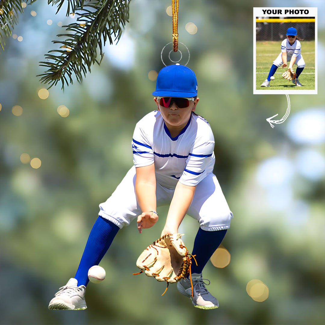 Little Star Play - Personalized Photo Mica Ornament - Christmas Gift For Children, Sport Young Players