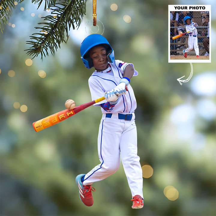Little Star Play - Personalized Photo Mica Ornament - Christmas Gift For Children, Sport Young Players