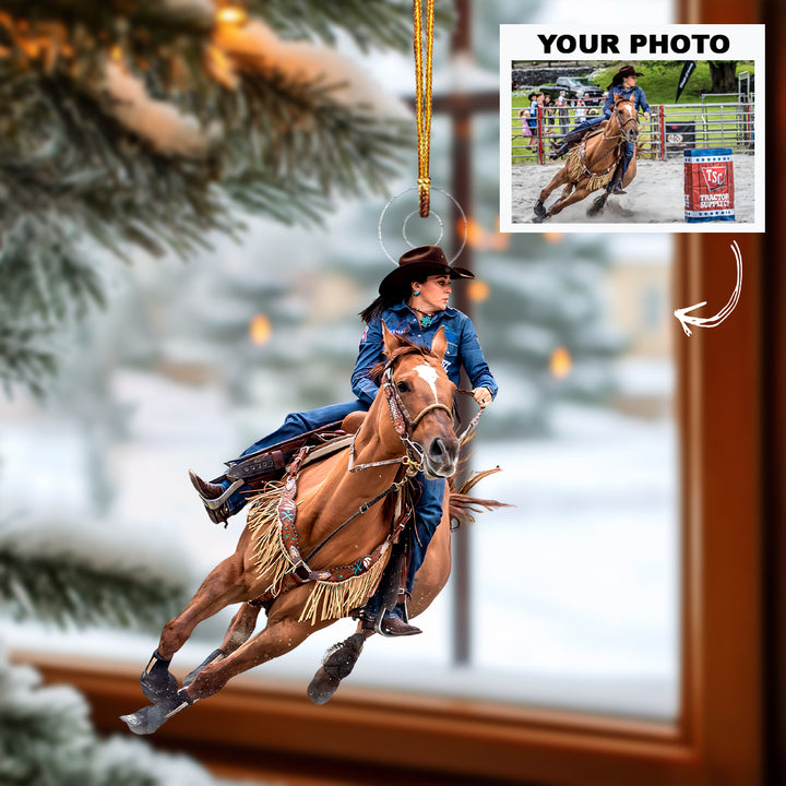 Holly Jolly Horse - Personalized Photo Mica Ornament - Customized Photo Ornament - Christmas Gift For Horse Lovers, Horse Riding Lovers