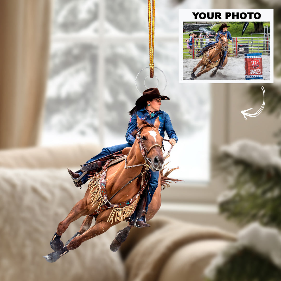 Holly Jolly Horse - Personalized Photo Mica Ornament - Customized Photo Ornament - Christmas Gift For Horse Lovers, Horse Riding Lovers