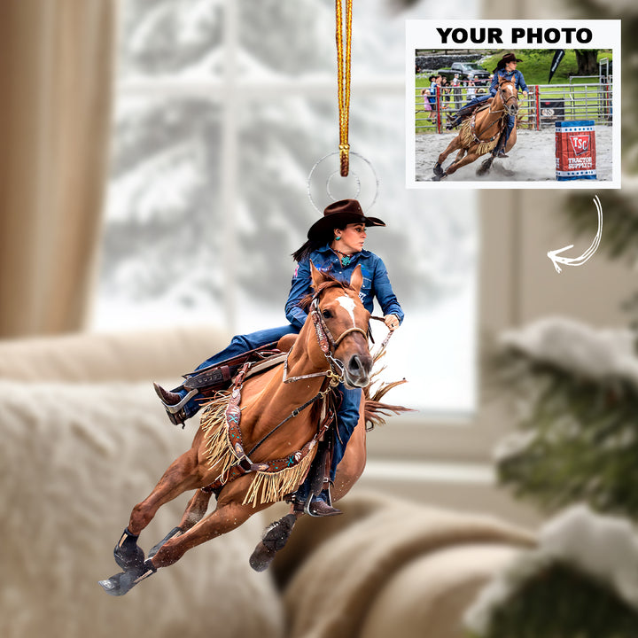 Holly Jolly Horse - Personalized Photo Mica Ornament - Customized Photo Ornament - Christmas Gift For Horse Lovers, Horse Riding Lovers