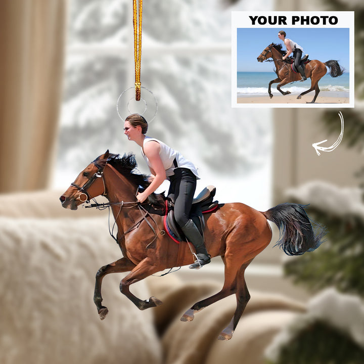 Festive Hooves - Personalized Photo Mica Ornament - Customized Photo Ornament - Christmas Gift For Horse Lovers, Horse Riding Lovers