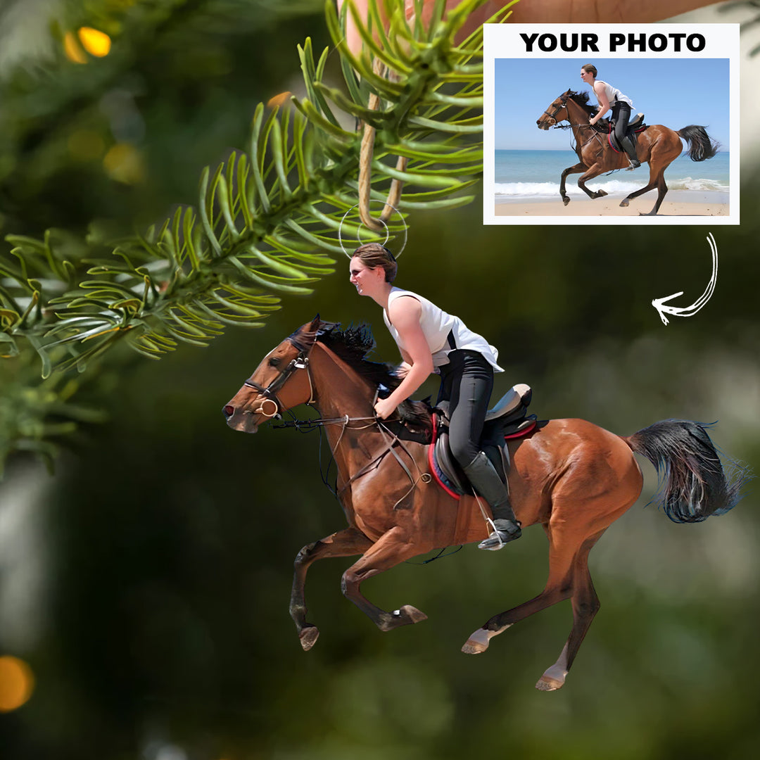 Festive Hooves - Personalized Photo Mica Ornament - Customized Photo Ornament - Christmas Gift For Horse Lovers, Horse Riding Lovers