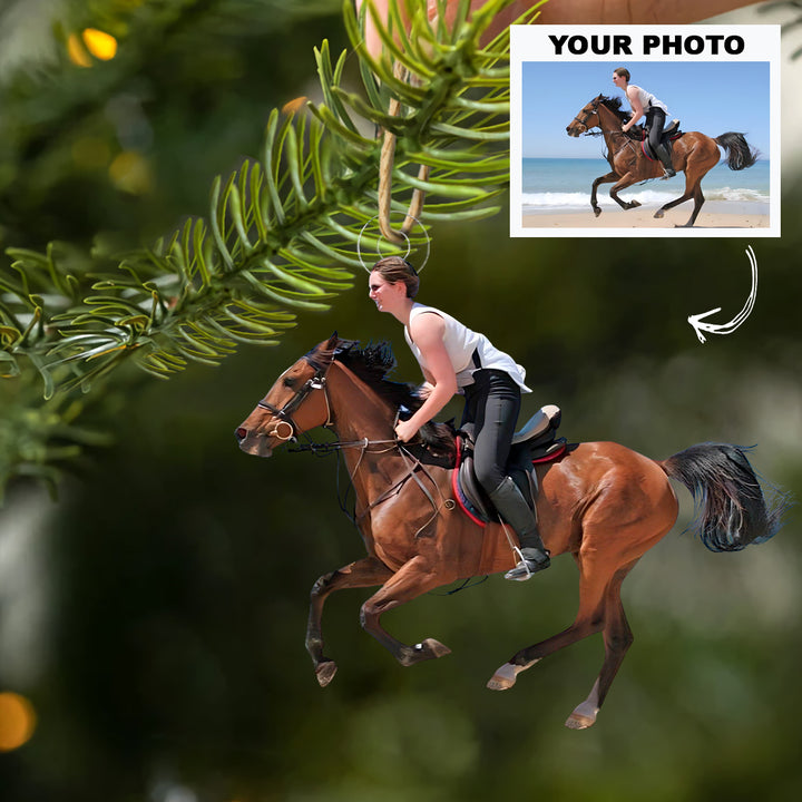 Festive Hooves - Personalized Photo Mica Ornament - Customized Photo Ornament - Christmas Gift For Horse Lovers, Horse Riding Lovers