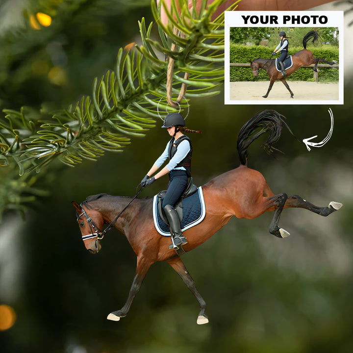 Holiday Ride - Personalized Photo Mica Ornament - Customized Photo Ornament - Christmas Gift For Horse Lovers, Horse Riding Lovers
