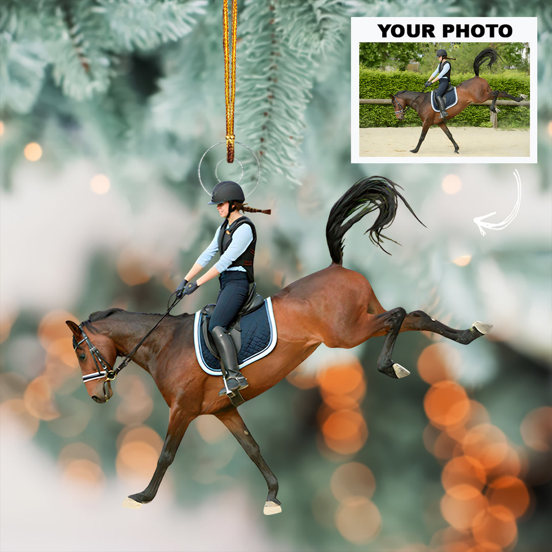 Holiday Ride - Personalized Photo Mica Ornament - Customized Photo Ornament - Christmas Gift For Horse Lovers, Horse Riding Lovers