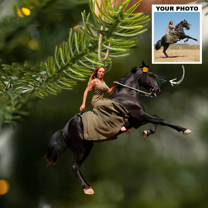 Horse Lover - Personalized Photo Mica Ornament - Customized Photo Ornament - Christmas Gift For Horse Lovers, Horse Riding Lovers