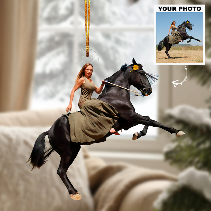 Horse Lover - Personalized Photo Mica Ornament - Customized Photo Ornament - Christmas Gift For Horse Lovers, Horse Riding Lovers