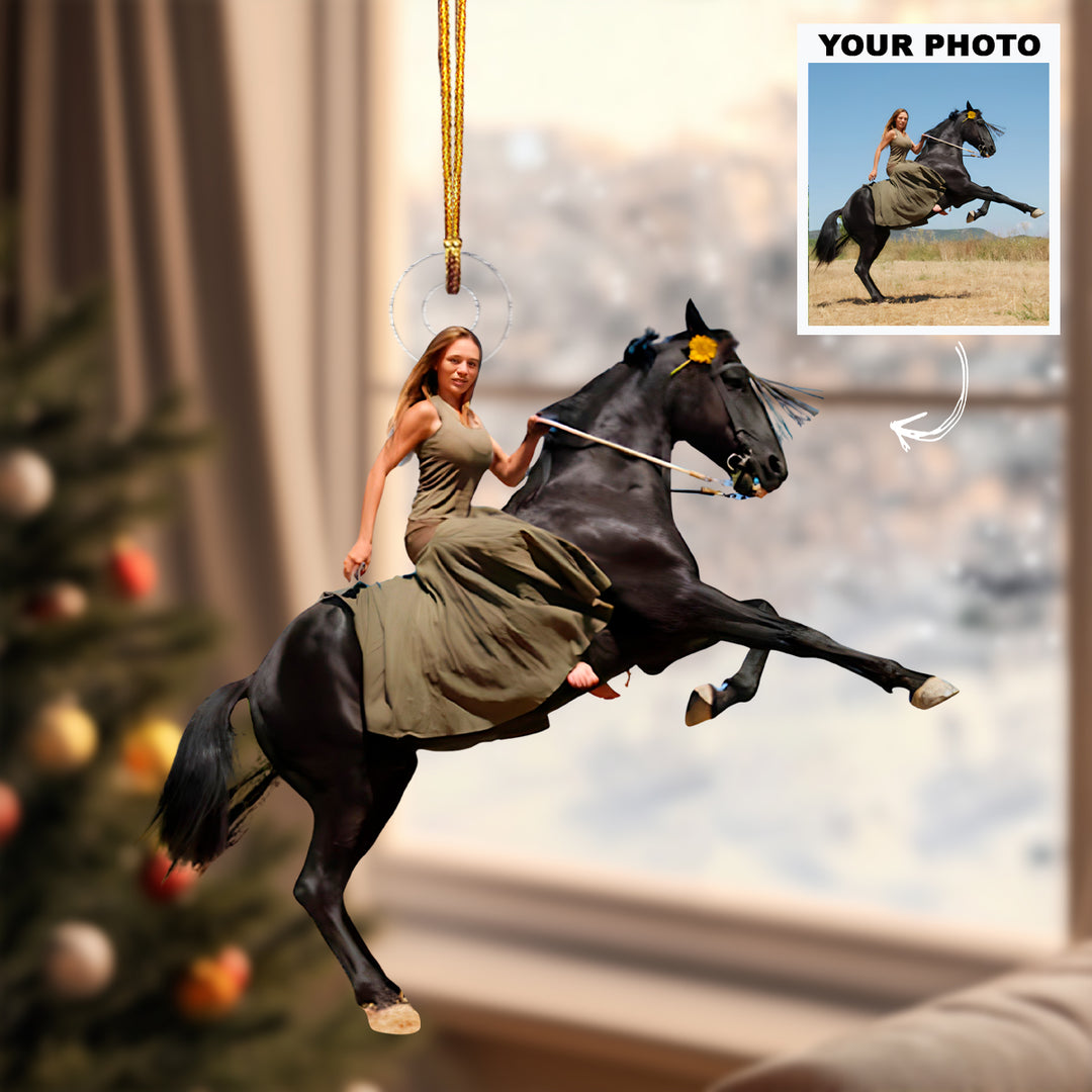 Horse Lover - Personalized Photo Mica Ornament - Customized Photo Ornament - Christmas Gift For Horse Lovers, Horse Riding Lovers
