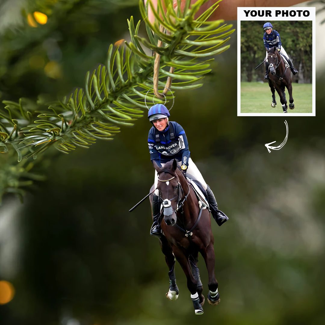 Equestrian Christmas Keepsake - Personalized Photo Mica Ornament - Customized Photo Ornament - Christmas Gift For Horse Lovers, Horse Riding Lovers