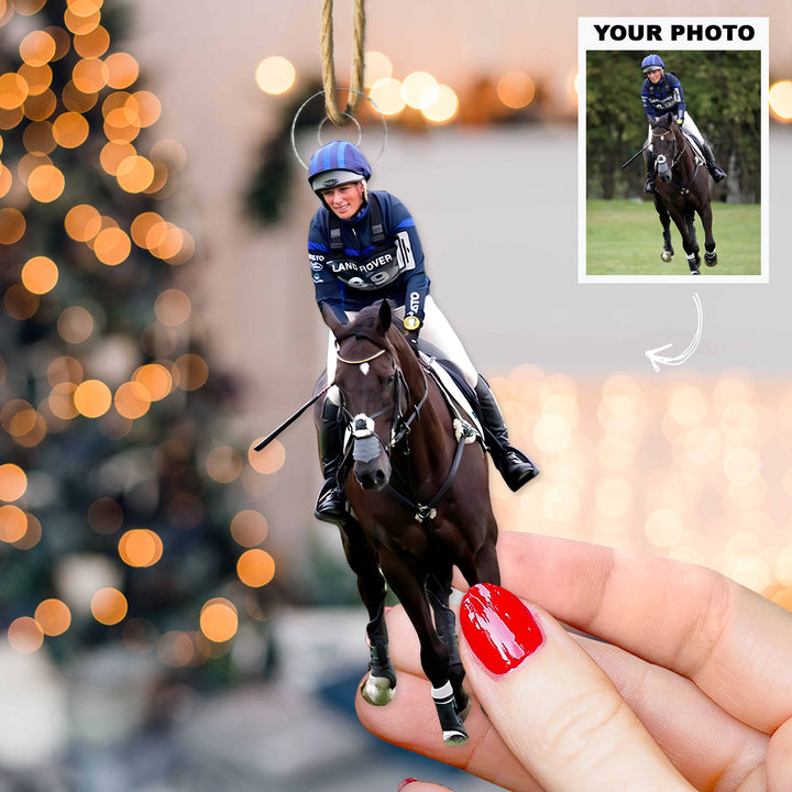 Equestrian Christmas Keepsake - Personalized Photo Mica Ornament - Customized Photo Ornament - Christmas Gift For Horse Lovers, Horse Riding Lovers